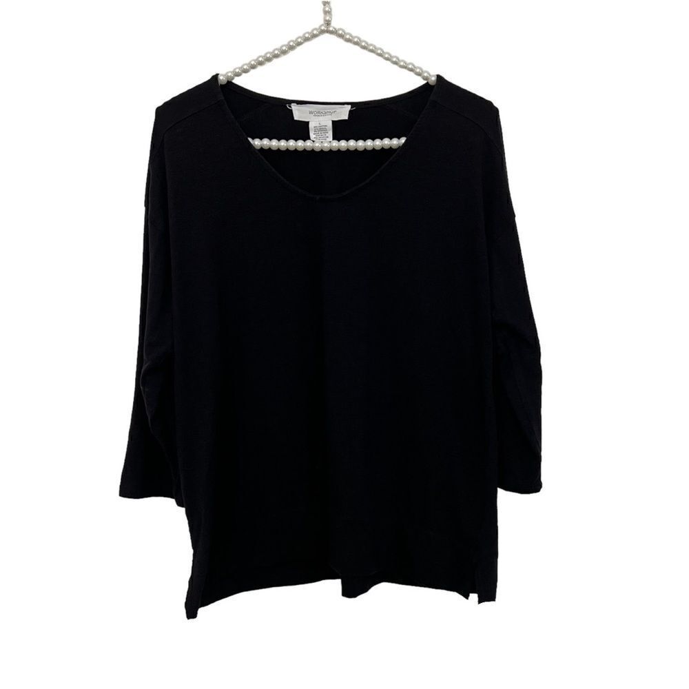 Workshop Black 3/4 Sleeves FLAWED Cotton/Modal Basic Tee Women’s Size Large